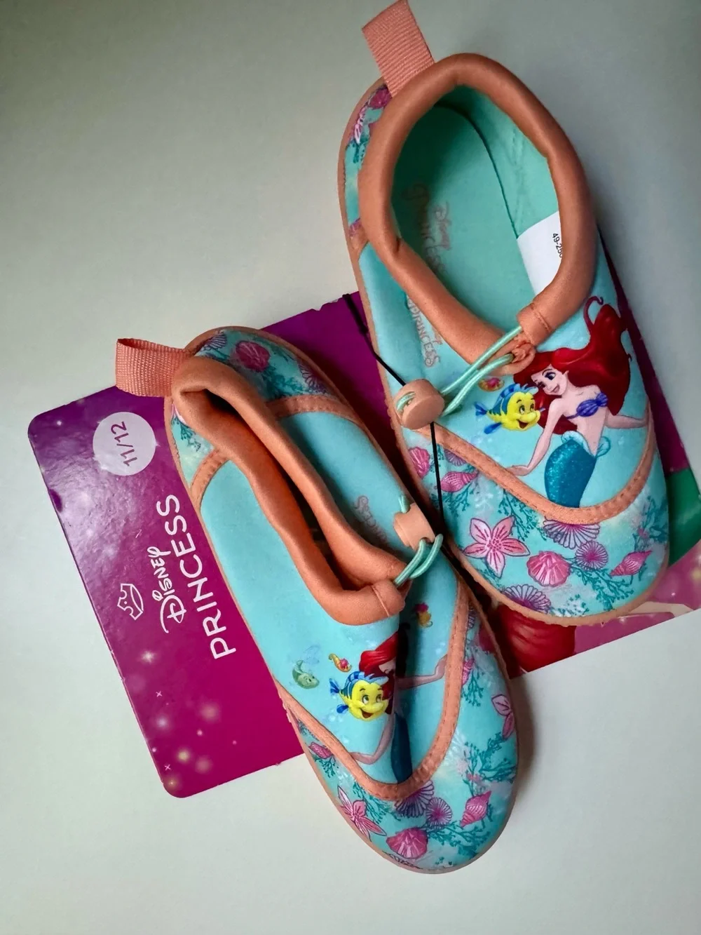 DISNEY Ariel Princess Pool Beach Swim Shoes Water Shoes Toddler Kids 11-12